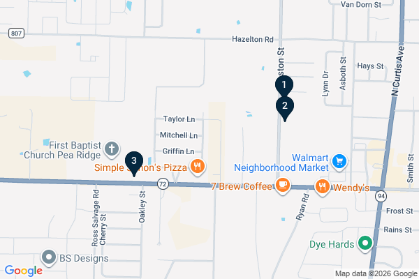 Map showing facility locations