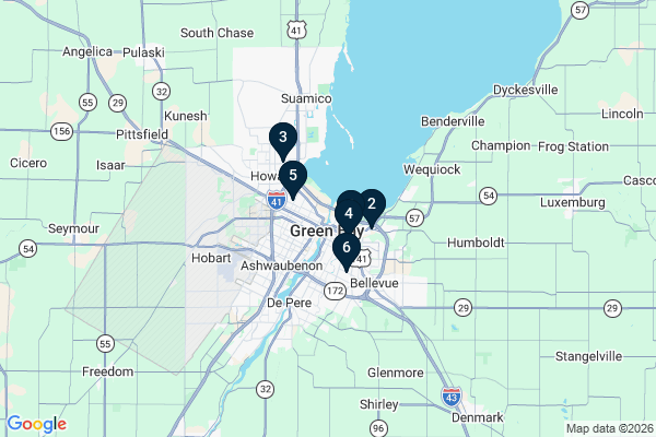 Map showing facility locations