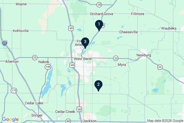 Map showing facility locations