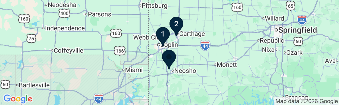 Map showing facility locations
