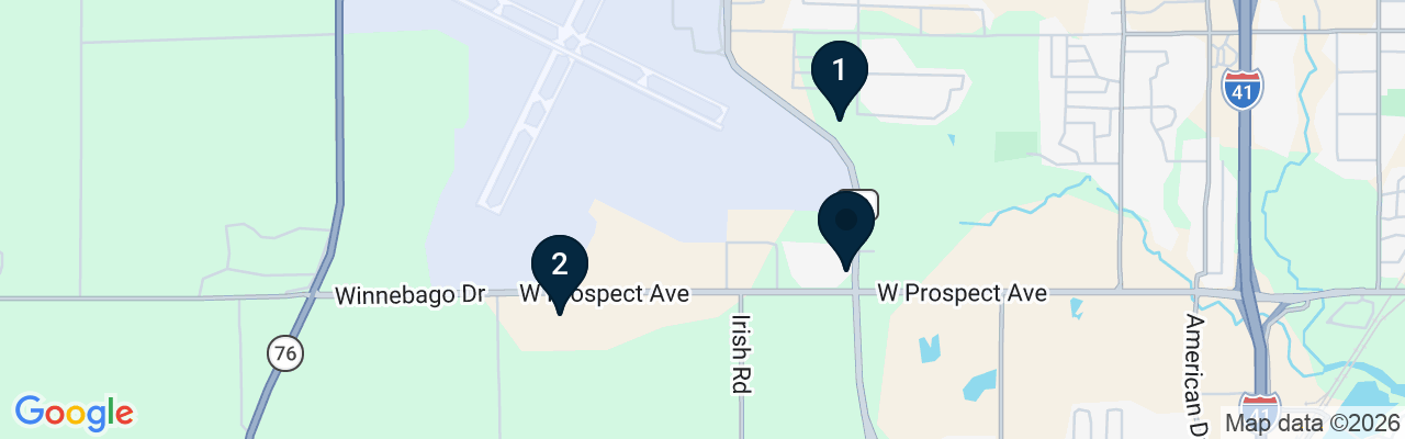 Map showing facility locations