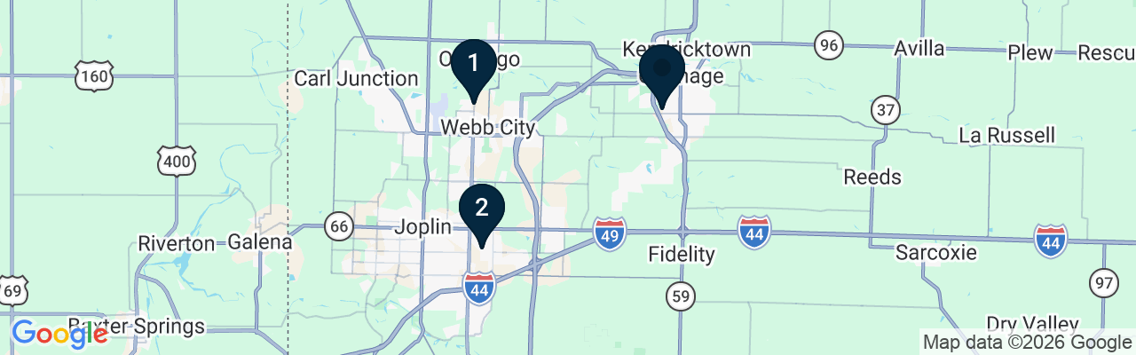 Map showing facility locations