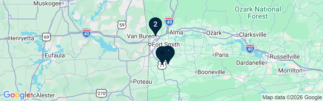Map showing facility locations