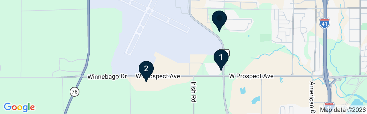 Map showing facility locations
