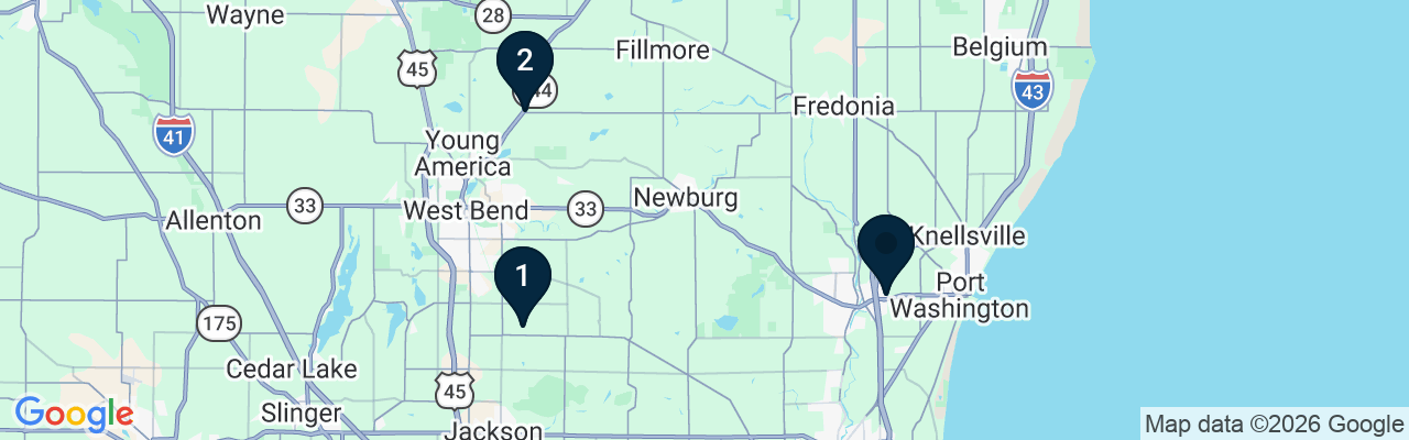 Map showing facility locations