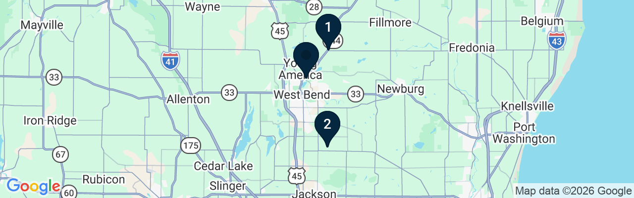 Map showing facility locations
