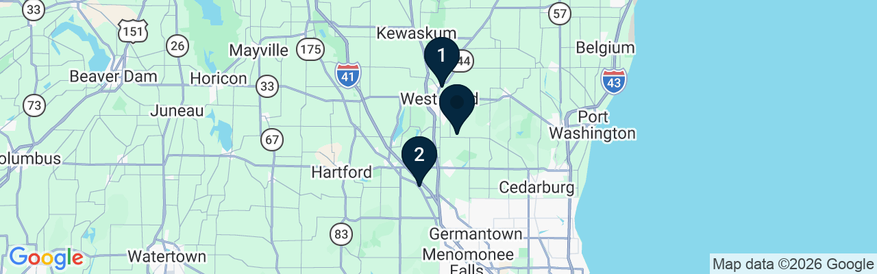 Map showing facility locations