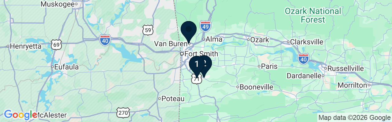 Map showing facility locations