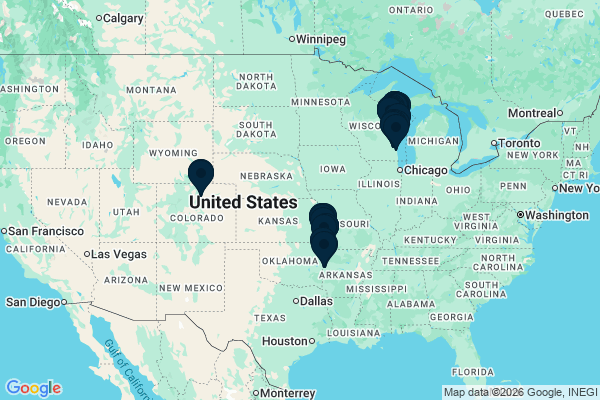 Map showing facility locations