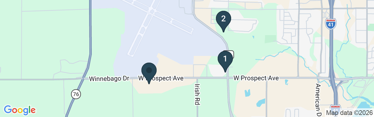 Map showing facility locations
