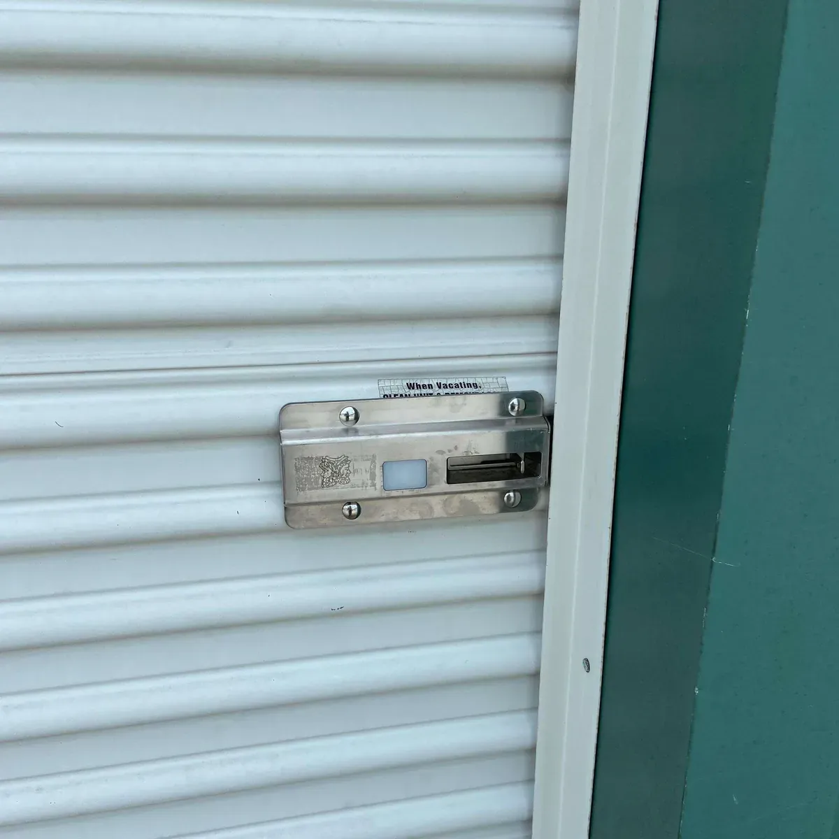 Drive up self storage door and lock area