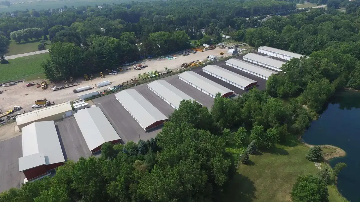 Drive up self storage facility from the air