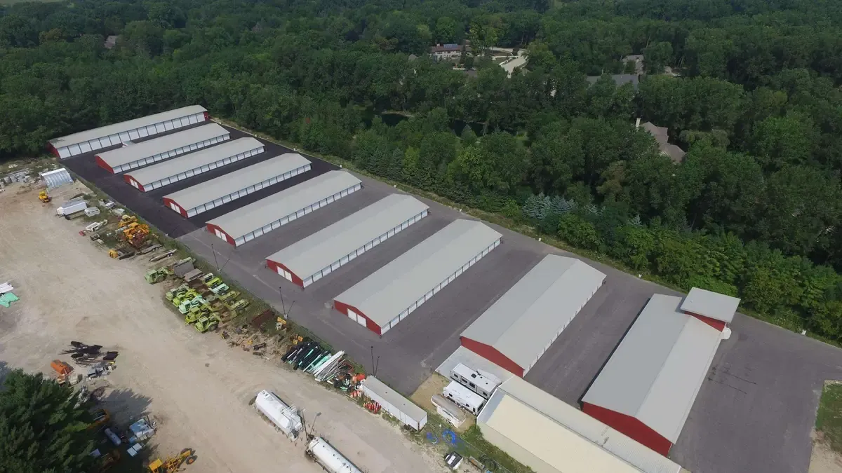 Drive up self storage in multiple buildings