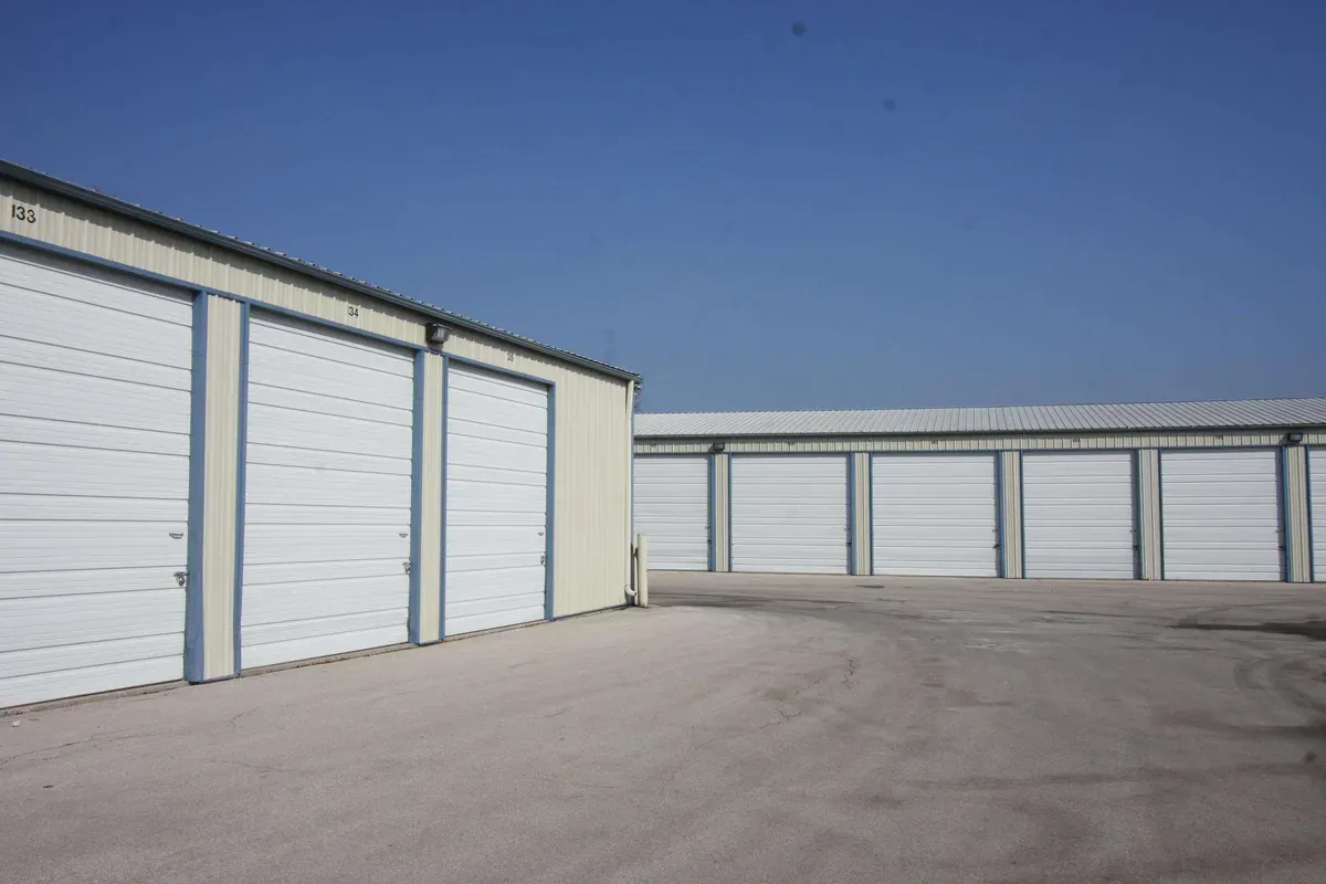 Drive up self storage with large interior boat rv parking