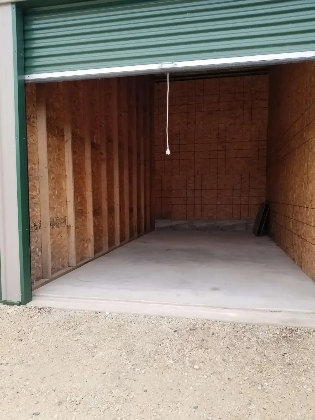 Interior view of a drive up self storage unit