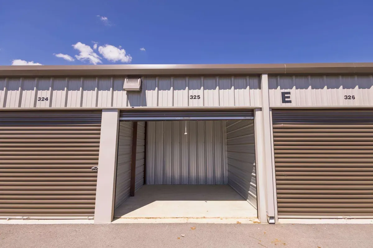 Interior view of a drive up self storage unit