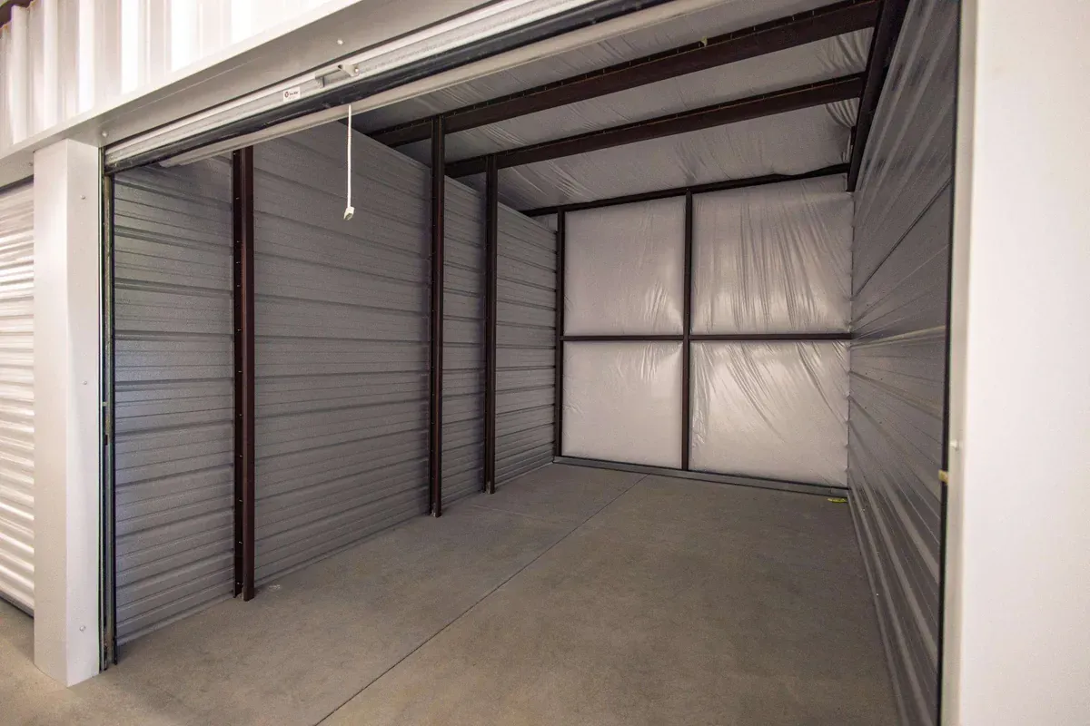 Interior view of climate controlled self storage unit
