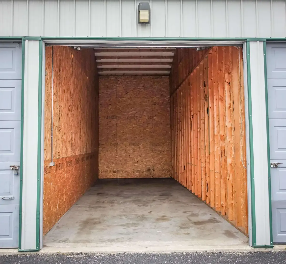 Interior view of drive up self storage unit