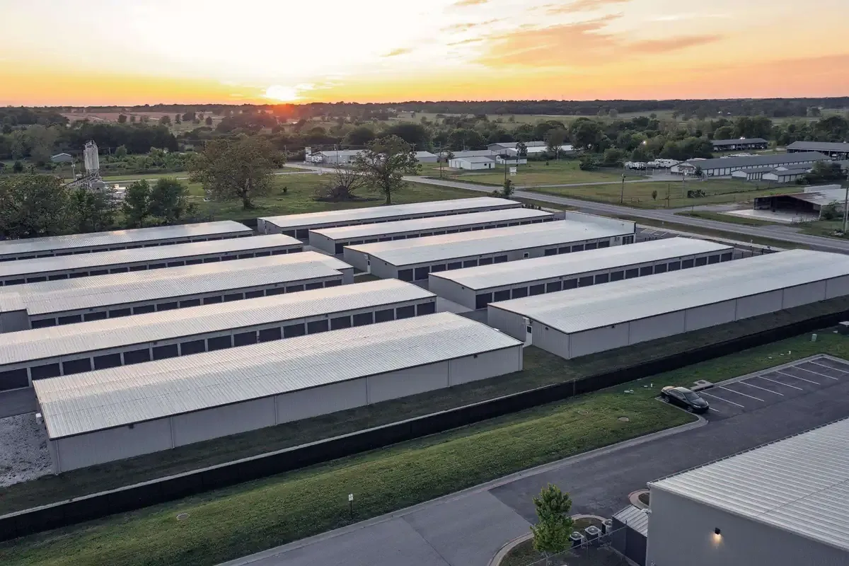 Multiple buildings with drive up self storage units