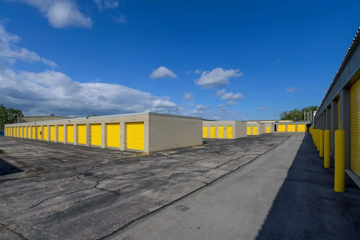 Multiple drive up self storage buildings with easy access