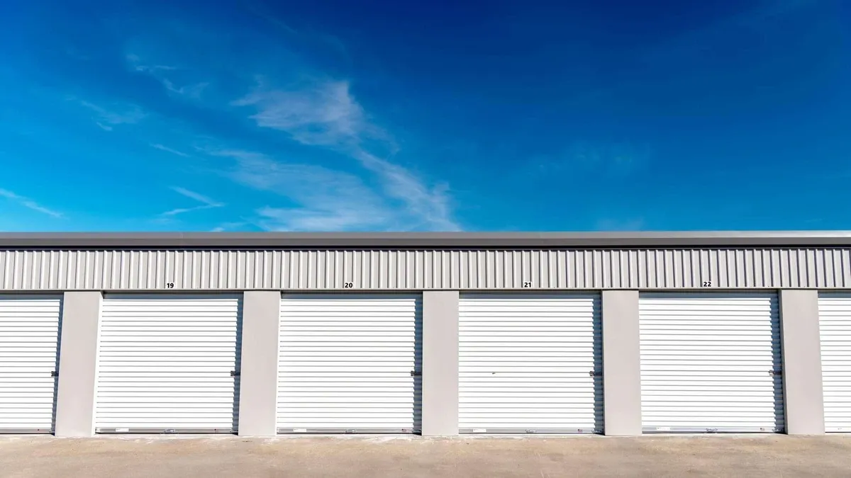 Row of drive up self storage units