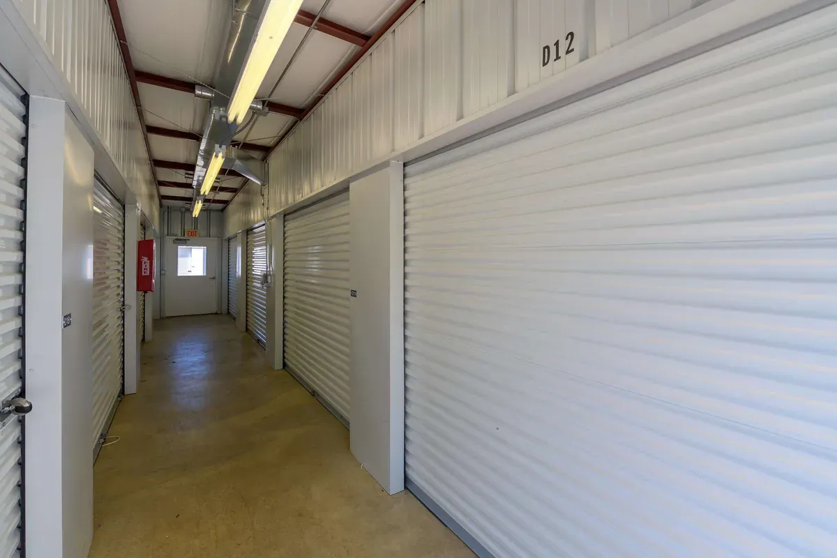Row of interiror self storage units