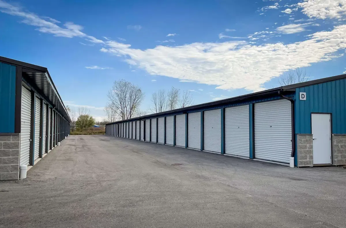 Row with drive up self storage units