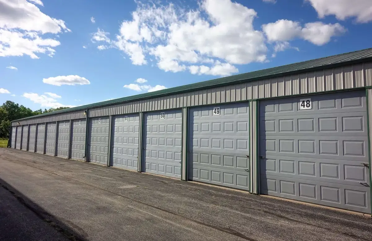 Row with multiple easy access drive ups elf storage units