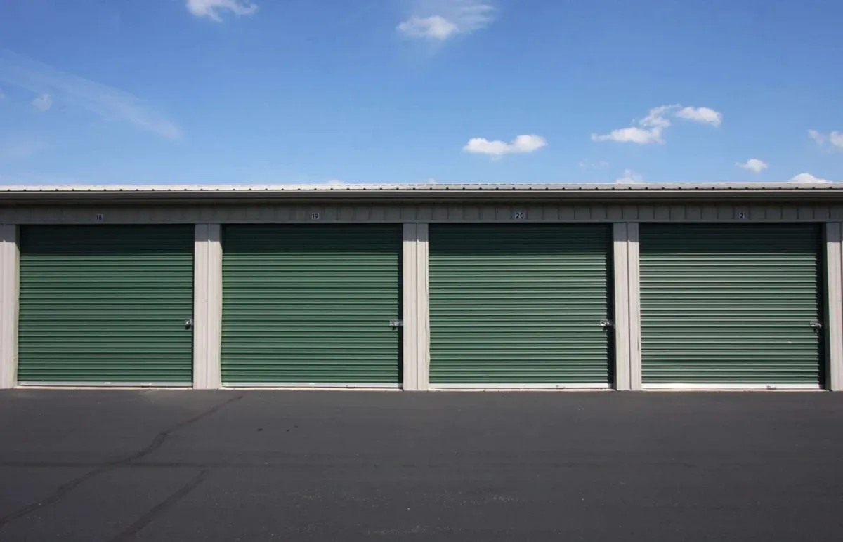 Rows with multiple drive up self storage units