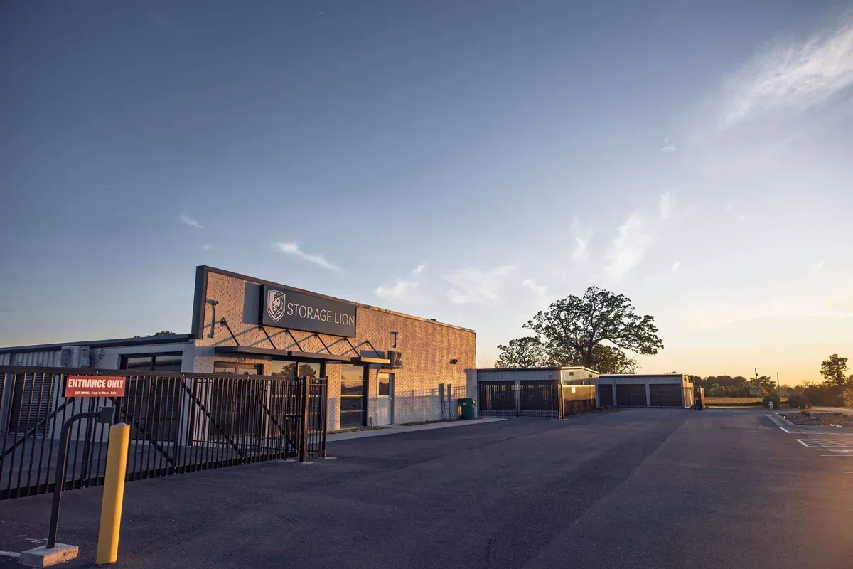 Self storage facility at sunset