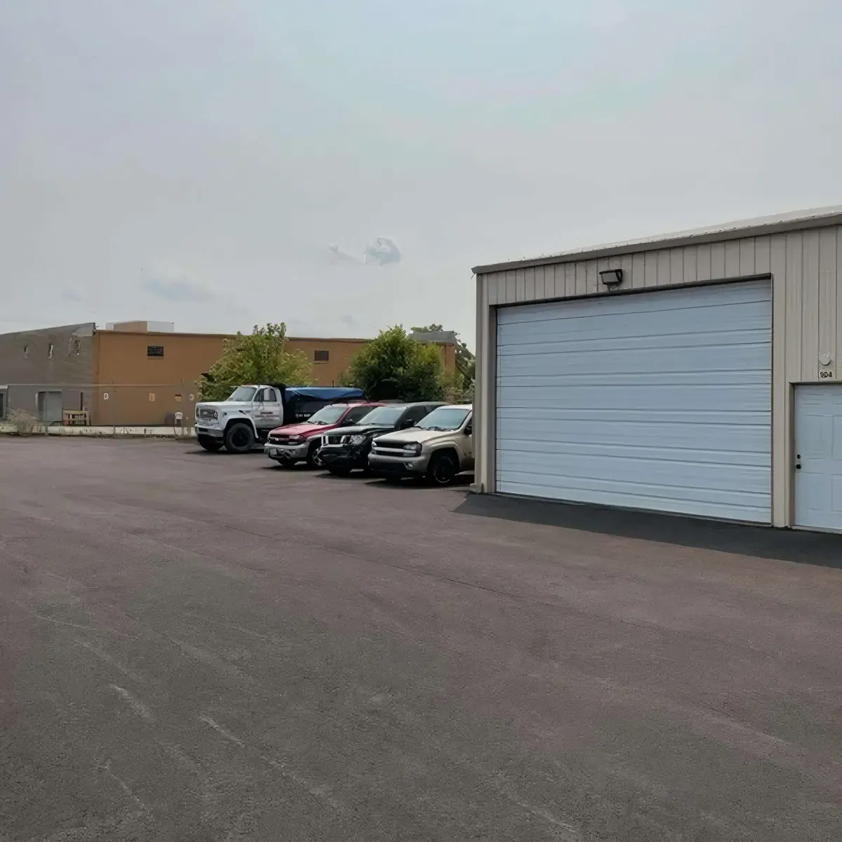 Vehicle parking and large drive in self storage unit