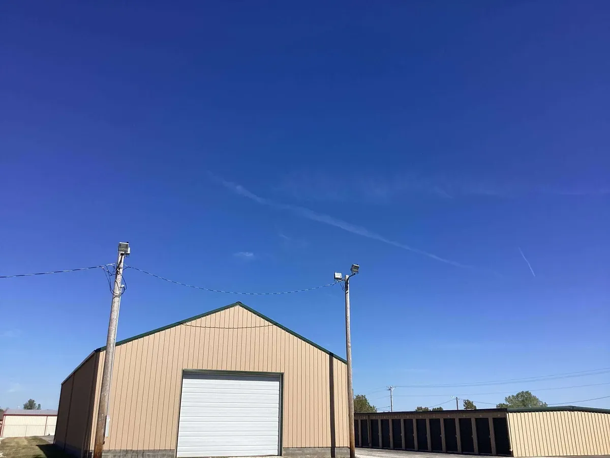 large storage building with one roll up door